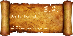 Banis Henrik névjegykártya